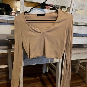 Camel long sleeved crop top